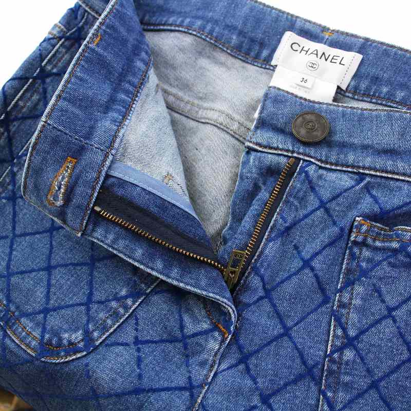 シャネル CHANEL マトラッセキルティングデニムパンツ P44333 ブラック  