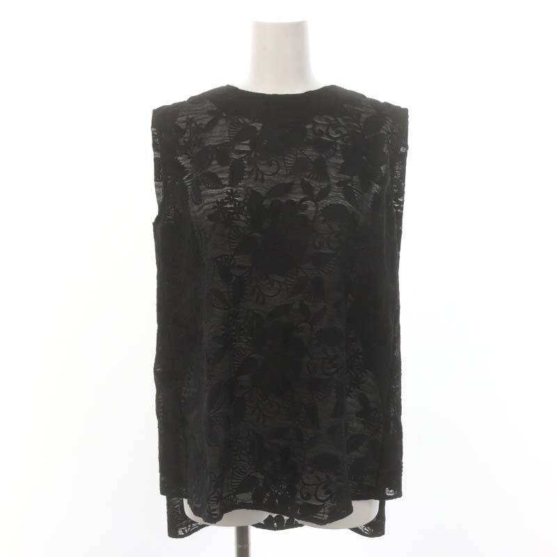 アドーア ADORE 22AW フロッグレースワンタックレースブラウス ノースリーブ シアー シースルー 38 M 黒 ブラック /AT ■OS レディース アドーア ADORE 22AW フロッグレースワンタックレースブラウス