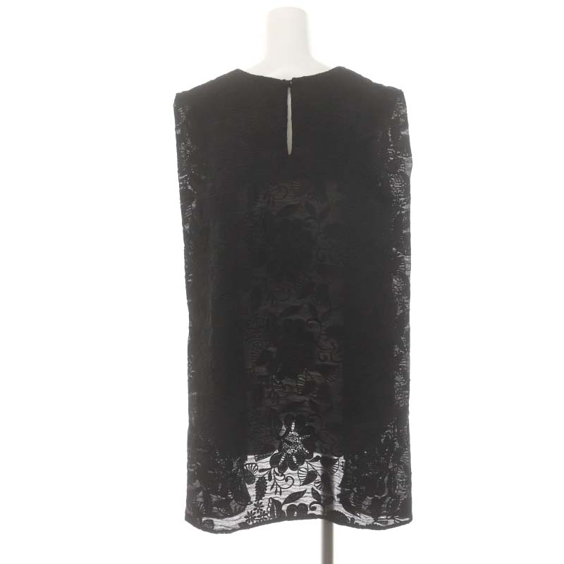 アドーア ADORE 22AW フロッグレースワンタックレースブラウス ノースリーブ シアー シースルー 38 M 黒 ブラック /AT ■OS レディース アドーア ADORE 22AW フロッグレースワンタックレースブラウス