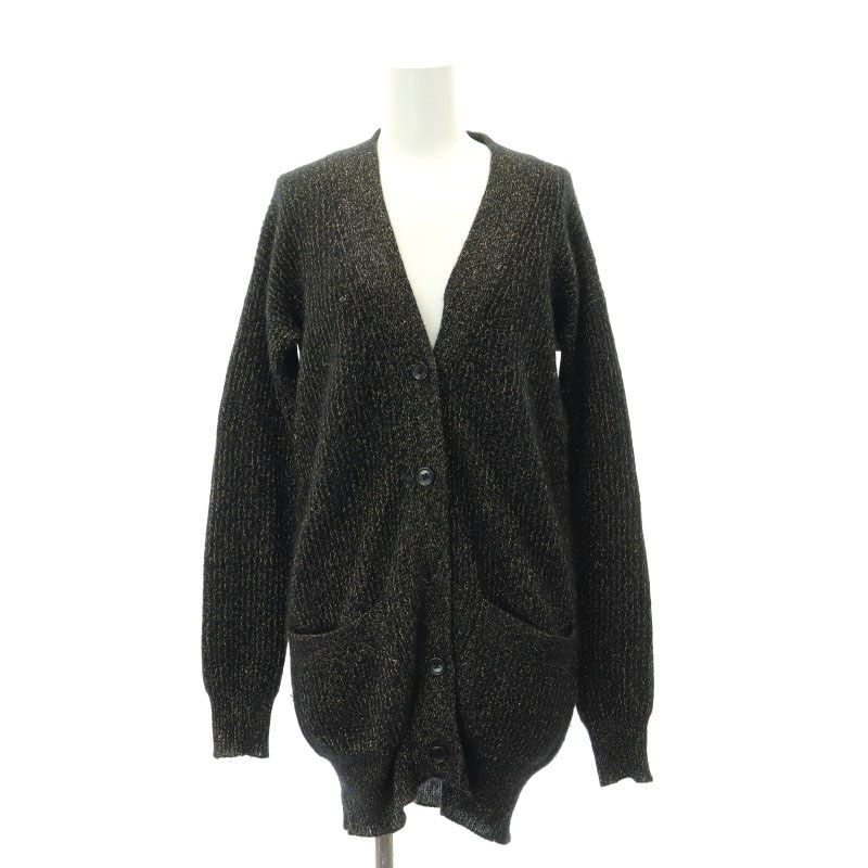 デミリー DEMYLEE カシミヤ ラメ入りロングカーディガン ニット 長袖 V  