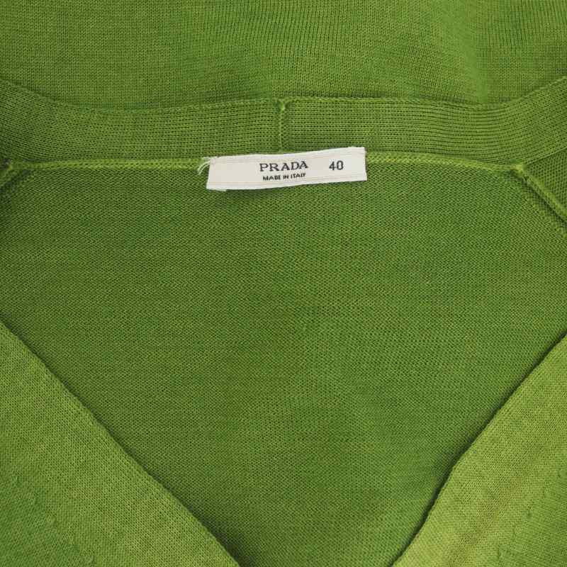 PRADA グリーン カーディガン 40 プラダ PRADA カーディガン ニット Vネック 長袖 40 黄緑 ライト