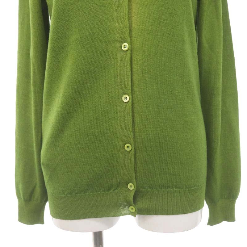 PRADA グリーン カーディガン 40 プラダ PRADA カーディガン ニット Vネック 長袖 40 黄緑 ライト