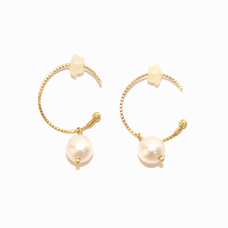 アーカー AHKAH ルル ピアス クリームピンク S 両耳用 K18 アコヤ  