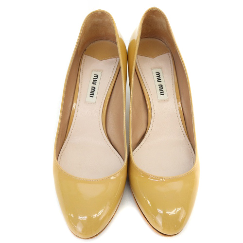 ミュウミュウ miumiu エナメル ビジューヒール パンプス 36 23cm