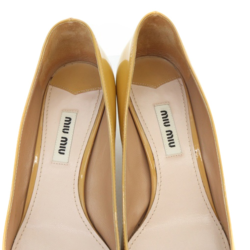ミュウミュウ miumiu エナメル ビジューヒール パンプス 36 23cm
