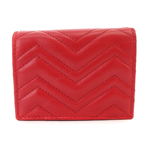 GUCCI グッチ GGマーモント2つ折り財布 ロゴ コンパクトウォレット 赤