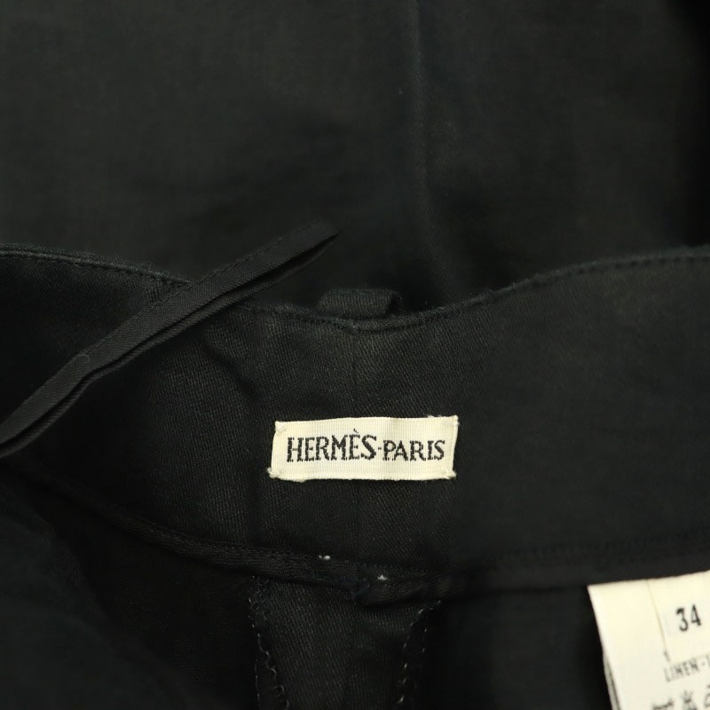 HERMESエルメス スラックス パンツ 34 ブラック ストレート