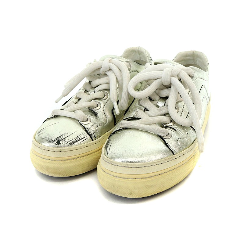 ピエールアルディ シルバー デニムホワイト スニーカー