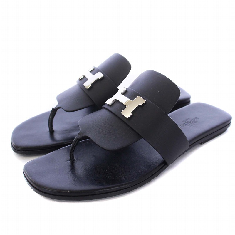 エルメス】黒✖️シルバーサンダル サイズ38 視