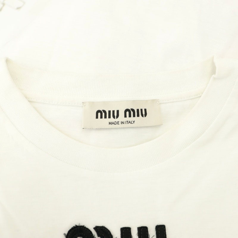 ミュウミュウ miumiu 23AW MJN495 White Embroidered Cotton T