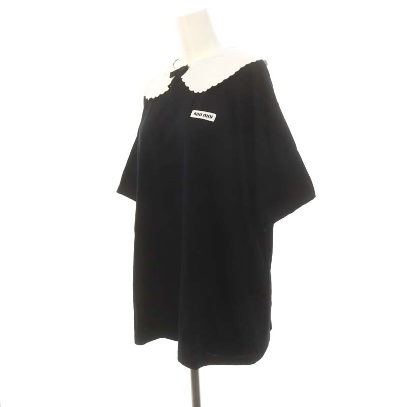 ミュウミュウ miumiu Tシャツ カットソー 半袖 襟付き リボン