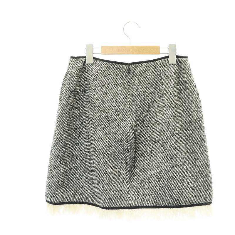 ポールカ PAULE KA ツイードスカート 台形 膝丈 40 黒 グレー 白 /NR