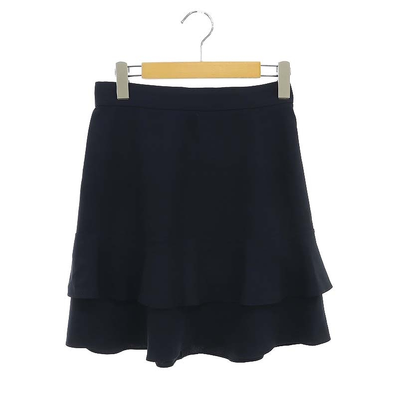 クロエ CHLOE フリルスカート ミニ フレア 34 紺 ネイビー /MI □OS