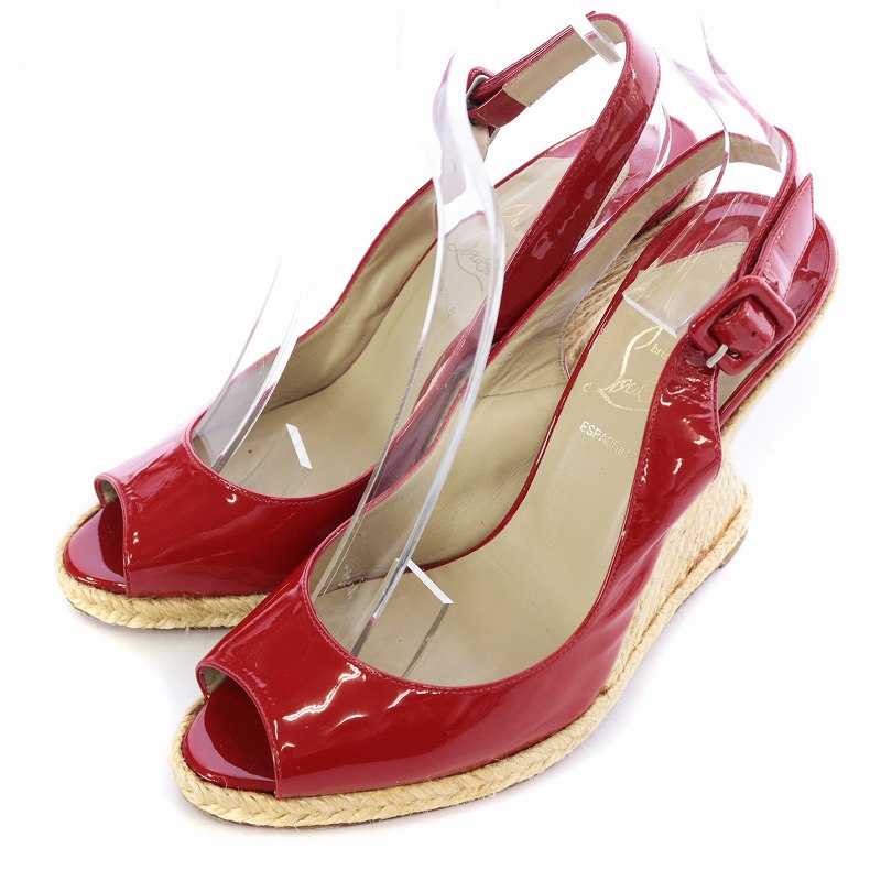 Christian Louboutin ルブタン パテントウェッジサンダル 赤 新品 クリスチャンルブタン 赤 レッド ウェッジ サンダル