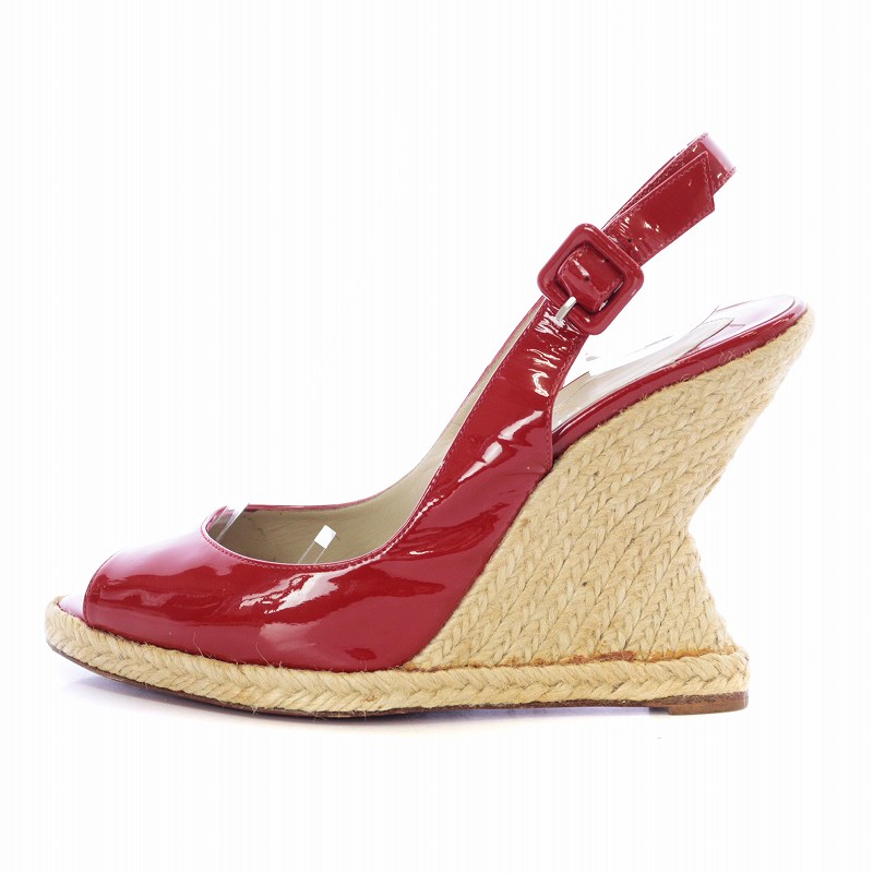 新品 クリスチャンルブタン 赤 レッド ウェッジ サンダル 