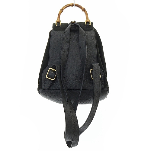 GUCCI グッチ バンブーリュック ミニバック スエード ブラック グッチ GUCCI バンブー スエード ミニリュックサック 切替 黒 ブラック