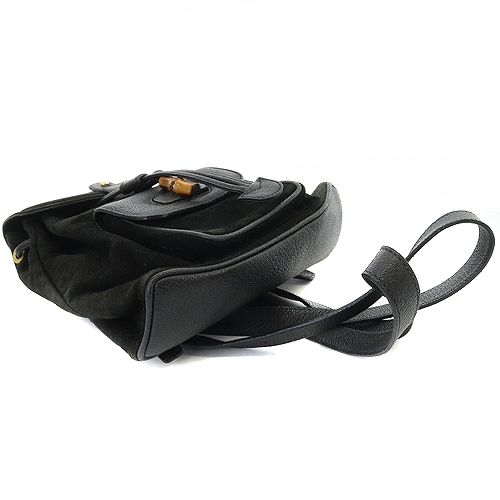 GUCCI グッチ バンブー ミニリュック スエードブラック グッチ GUCCI バンブー スエード ミニリュックサック 切替 黒 ブラック