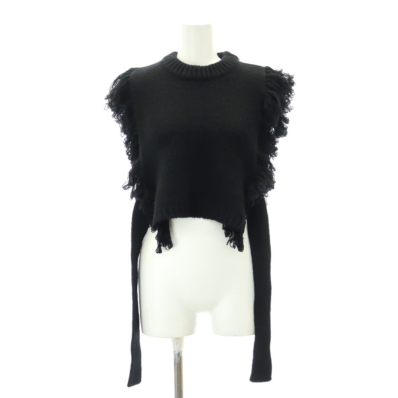 美品】HYKE ベスト黒 CABLE-KNIT CROPPED かまびすしい VEST