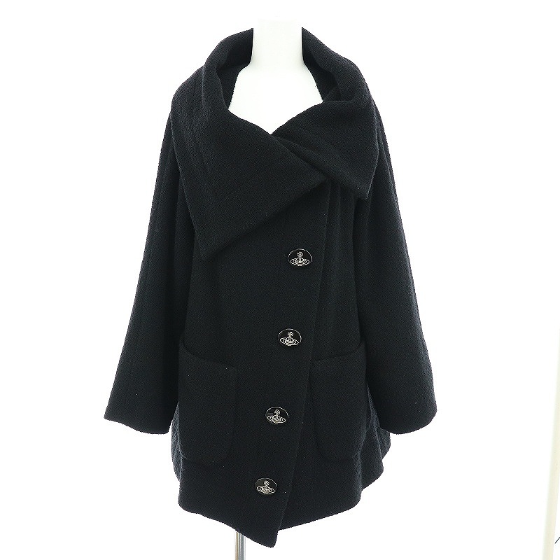 4321 あつ ヴィヴィアンタム モヘアウール ミドル丈コート 赤 オレンジ  