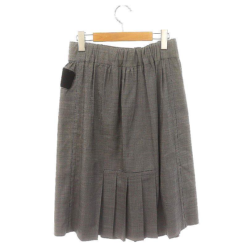 プラダ PRADA ラバーロゴプリーツスカート ラップスカート ひざ丈 38  