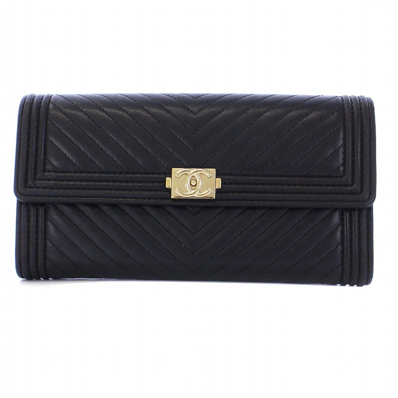 シャネル CHANEL ボーイシャネル ラムスキン Vステッチ ロング 
