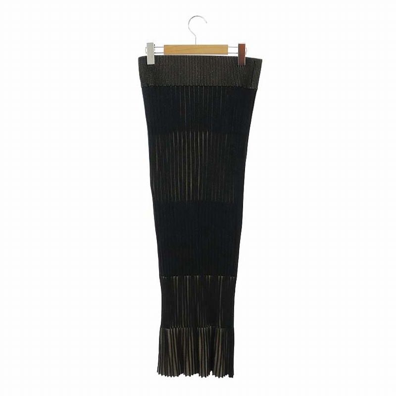 ノーブル NOBLE ランダムバイカラーリブニットスカート ロング丈  