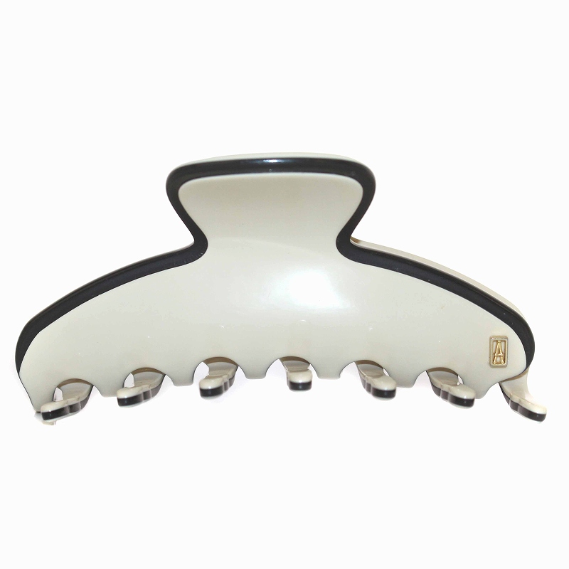 新品ALEXANDRE DE PARIS ヘアクリップ 黒/アイボリー