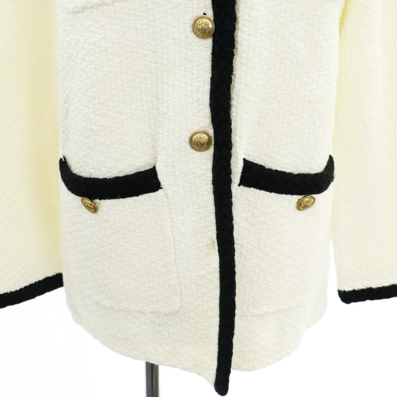 アルページュストーリー 24SS ツイードジャケット ノーカラー 2 白 黒