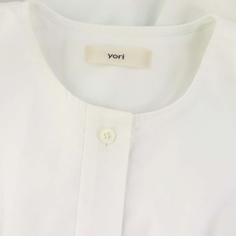ヨリ yori 22AW スカラップカットワークブラウス ノーカラー 長袖 F 白  