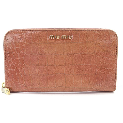 MIUMIU ミュウミュウ クロコダイル 型押し ラウンド ファスナー ロング