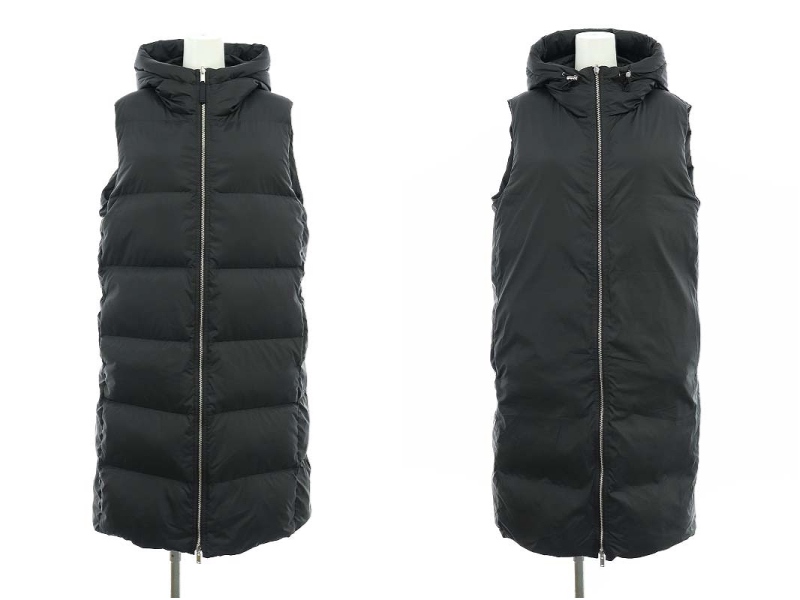 Theory セオリー　フード付き　ロング　ダウンベスト　S ブラック セオリー ロングベスト フード付 Theory セオリー フード付き ロング