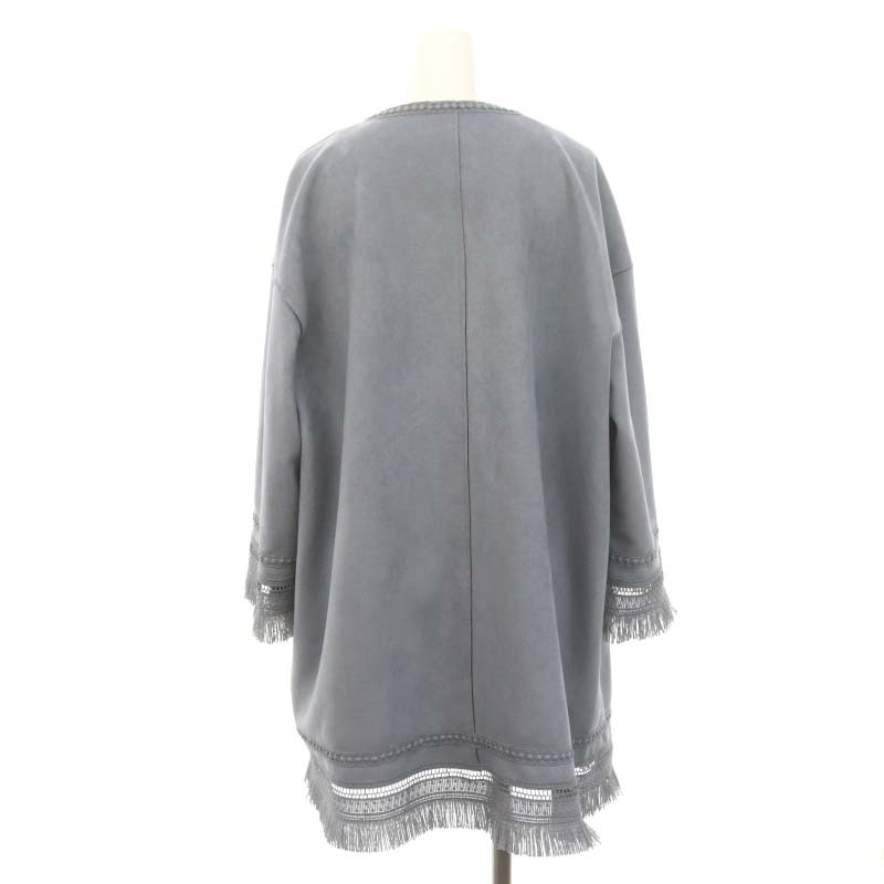 ザラ ZARA ノーカラー コート フェイクスウェード ミドル丈