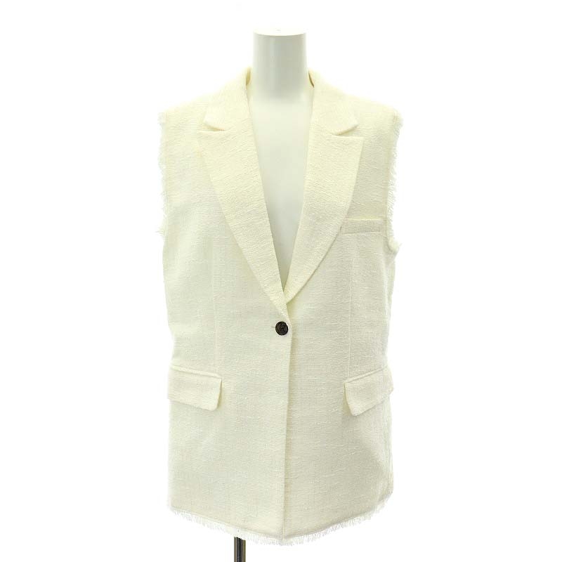 試着のみ】anuans ツイードテーラードベスト ホワイト アニュアンス