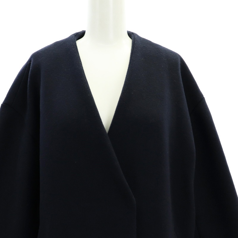 IENA MANTECOノーカラーコート ネイビー 34 【公式通販】