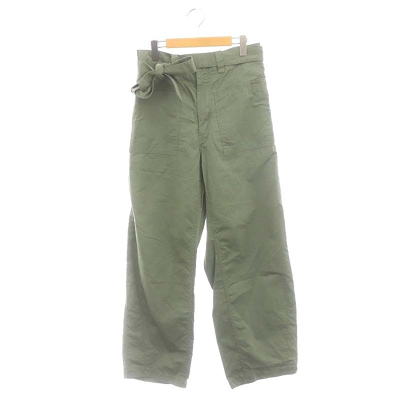ドゥロワー Drawer 24SS ギャバジンベルトパンツ ワイド シルク混 40 