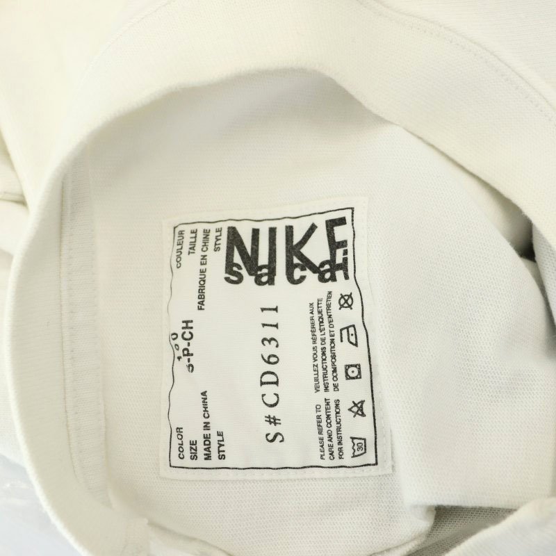 サイズXL NIKE×sacai ナイキ×サカイ 再構築Tシャツ ホワイト sacai NIKE / ウィメンズ ハイブリッド 再構築 Tシャツ / 2019SS
