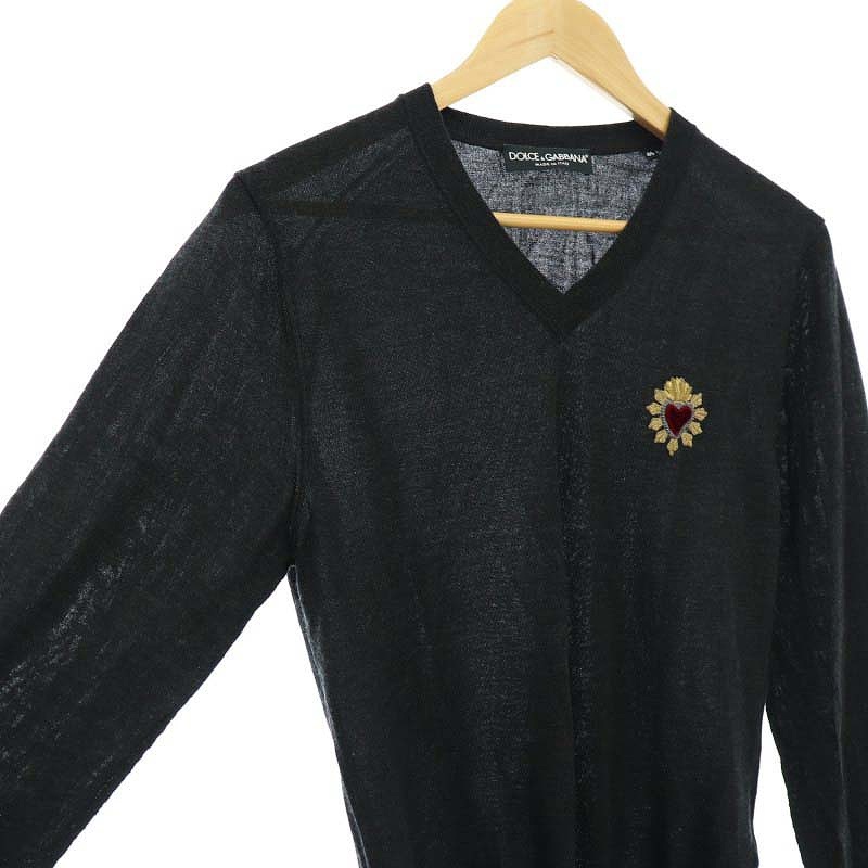 ドルチェ&ガッバーナ ドルガバ DOLCE&GABBANA カシミヤ ハート刺繍 V 