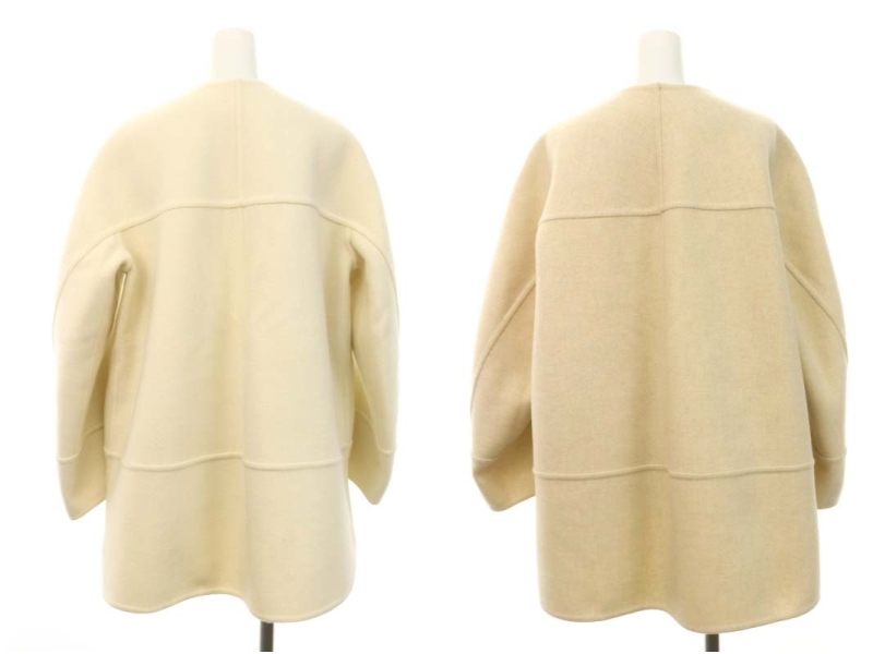 ドゥロワー ウールカシミヤケヌキ ノーカラージャケット ベージュ ドゥロワー ウールカシミヤケヌキ ノーカラージャケット ベージュ