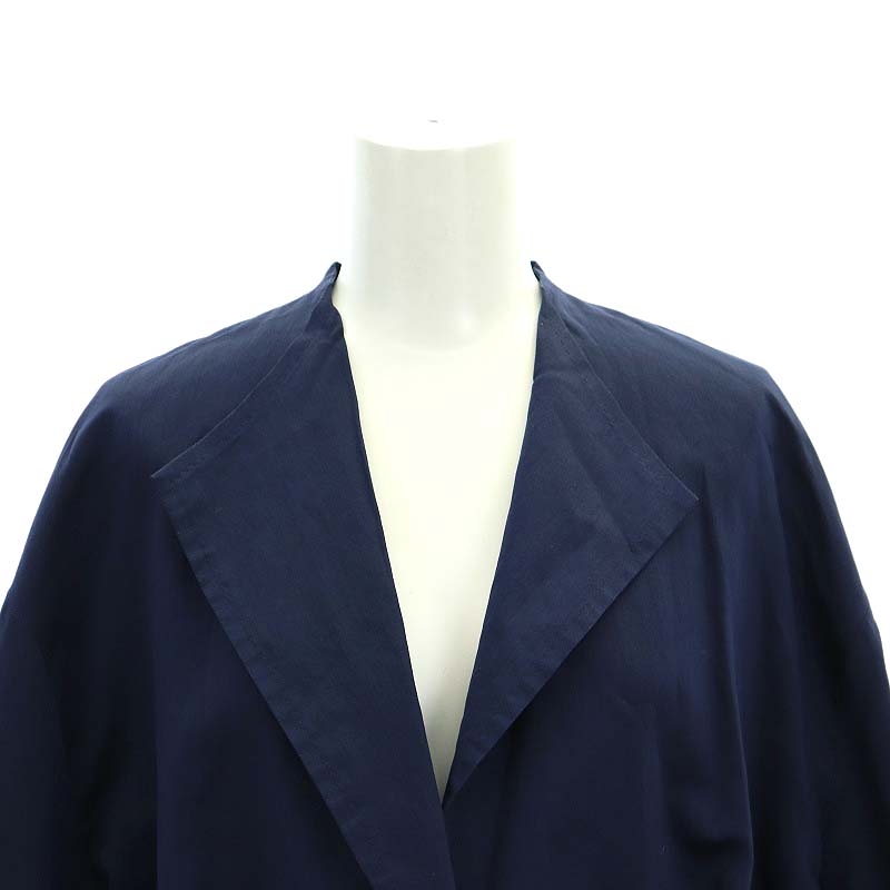 新品 Drawerノーカラージャケット 36 ドゥロワー 紺