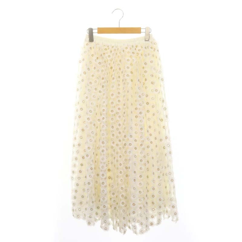 未使用品 オブリ OBLI 22年 マーガレットレーススカート ロング フレア  