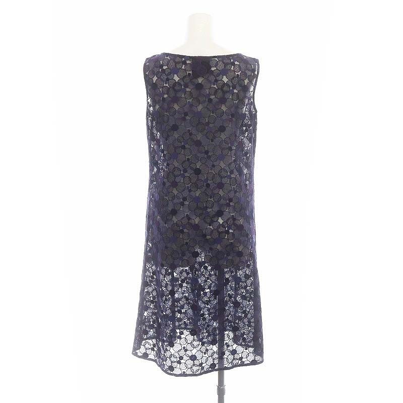 シビラ SYBILLA 刺繍 ドット ノースリーブワンピース 膝丈 チュール  