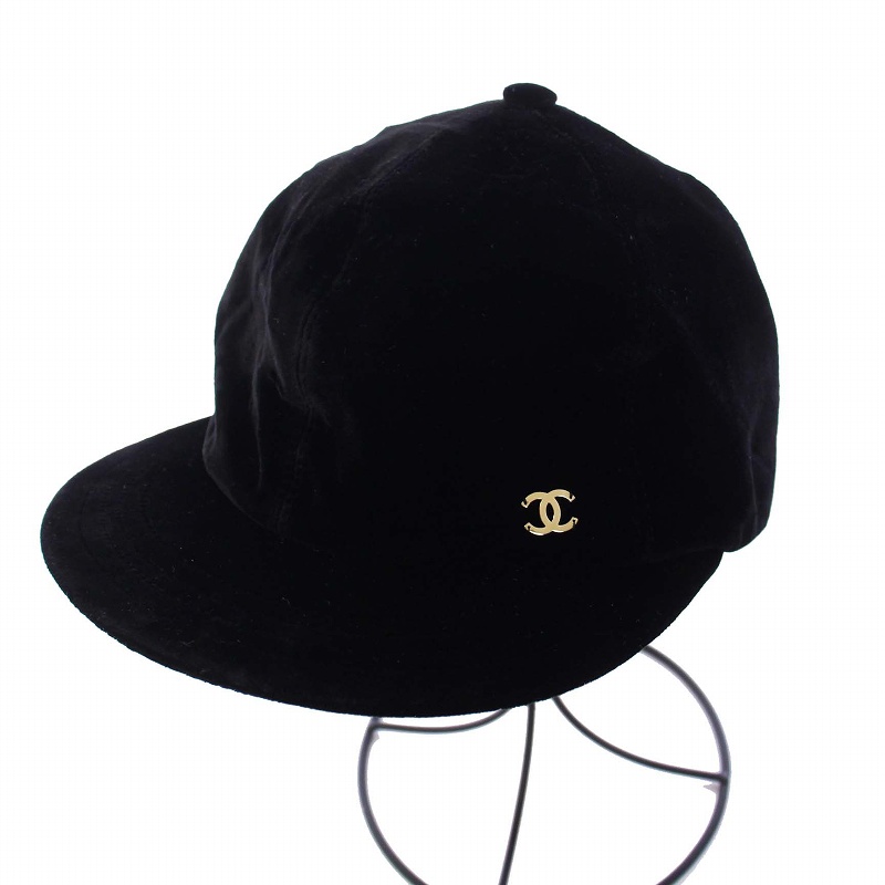 シャネル CHANEL 22AW ココマーク ベルベット キャップ 帽子 ベロア M