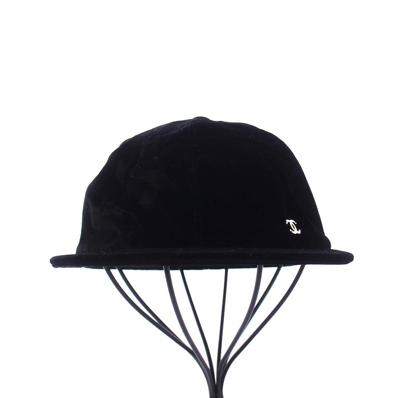 シャネル CHANEL 22AW ココマーク ベルベット キャップ 帽子 ベロア M