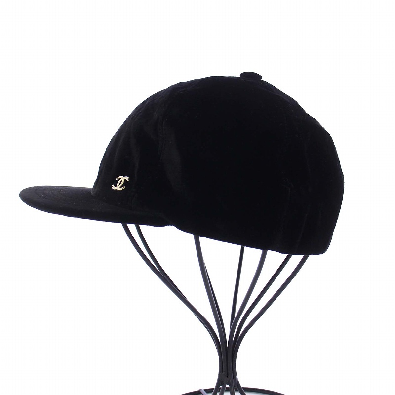 シャネル [ CHANEL ] ココマーク ベロア キャップ ブラック 黒 SIZE［M］ レディース メンズ 帽子 E7A-13 未使用品 CHANEL シャネル CCロゴキャップ 帽子 ココマーク 刺繍