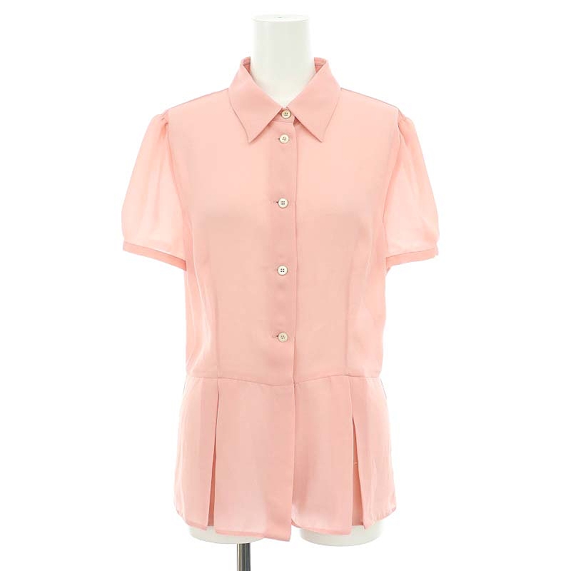 プラダ PRADA 半袖ブラウス シャツ パフスリーブ シフォン 42 ピンク  