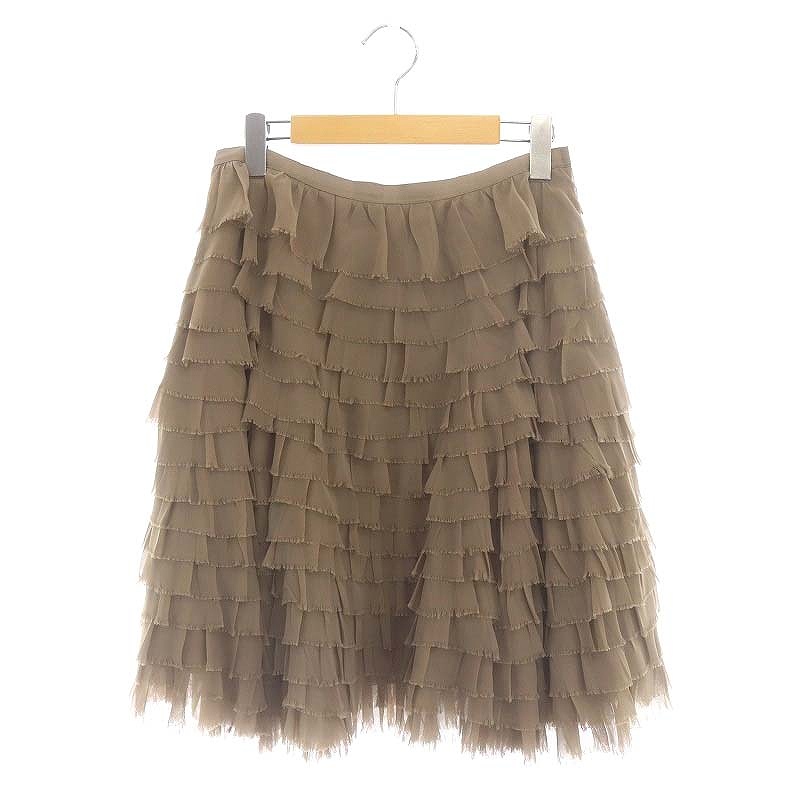 フォクシーニューヨーク フレアスカート 40 茶色 FOXEY NEWYORK 中古