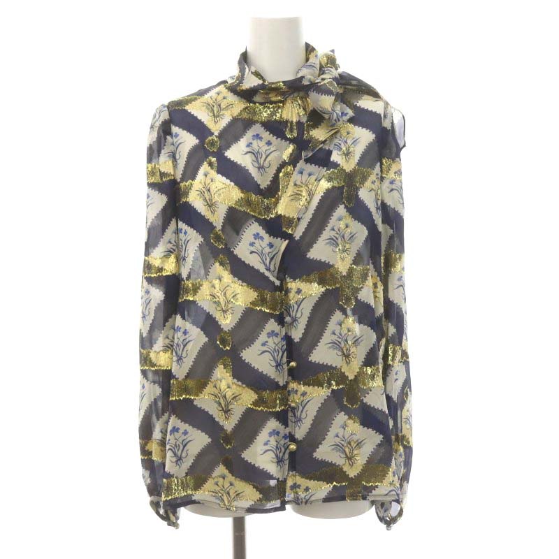 マメクロゴウチ Mame Kurogouchi Floral Print Silk Jacquard Shirt 