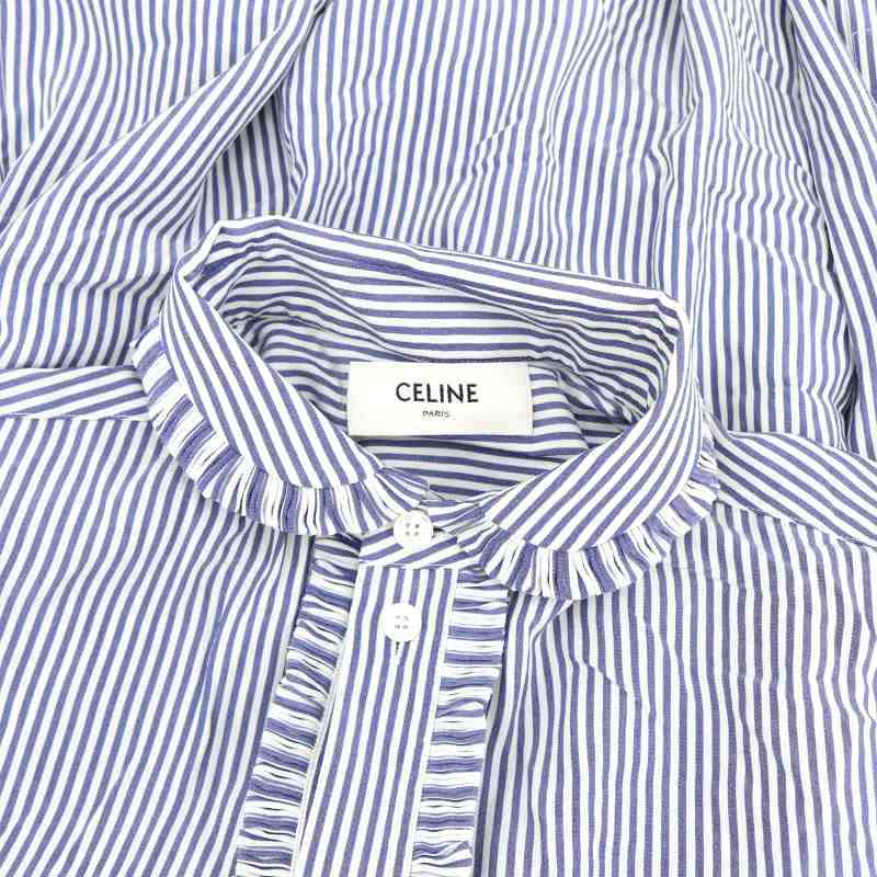 セリーヌ シャツ フリル ホワイト 34