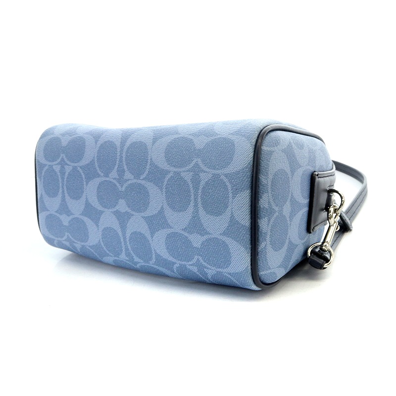 コーチ COACH ベネット シグネチャー ショルダーバッグ 切替 ロゴ 水色  