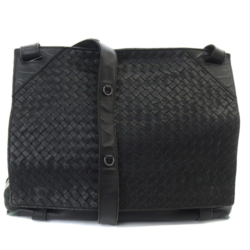 高級＊ボッテガヴェネタ イントレチャート メッセンジャーバッグ ブラック 黒 ボッテガヴェネタ BOTTEGA VENETA ショルダーバッグ メンズ